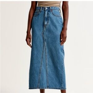 Abercrombie & Fitch Denim High-Rise Maxi Skirt